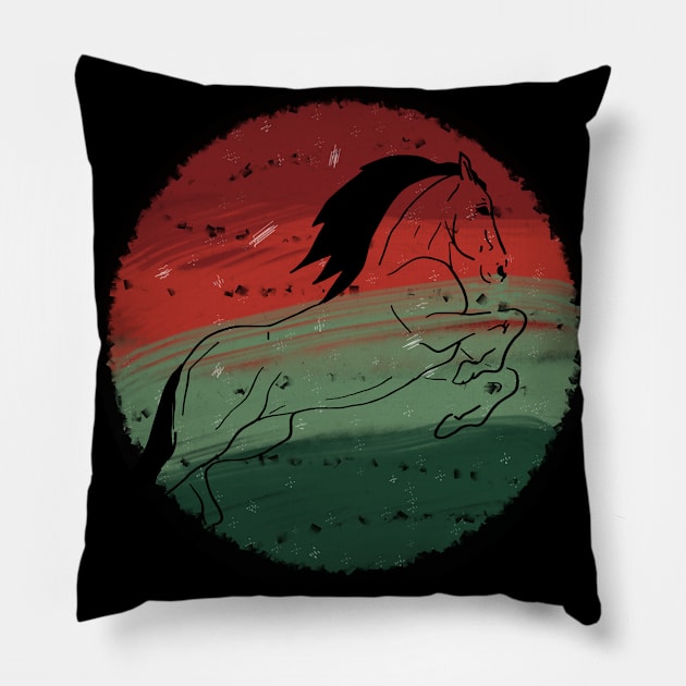 Christmas orb - jumping horse Pillow by RedHeadAmazona