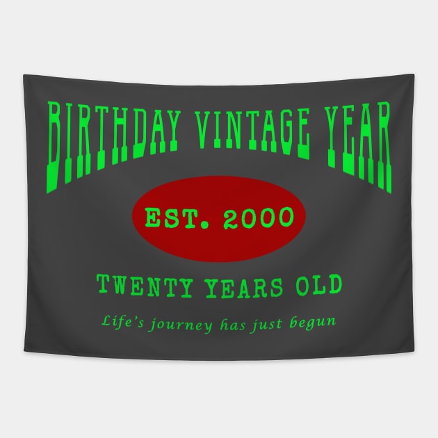 Birthday Vintage Year - Twenty Years Old Tapestry by The Black Panther