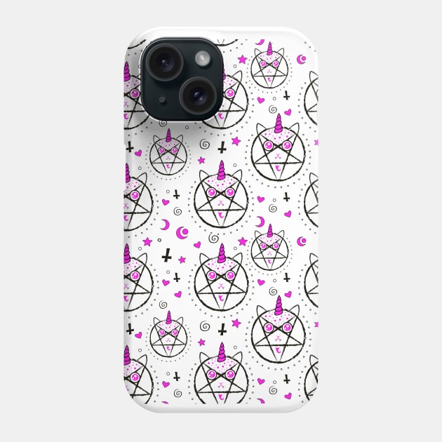 Cute demon-cat in pentagram Phone Case by Agras