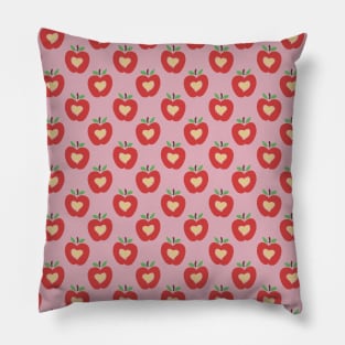 Pink Heart Apple Pattern Pillow