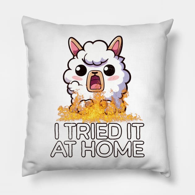 I Tried It At Home Llama Funny Pillow by alcoshirts