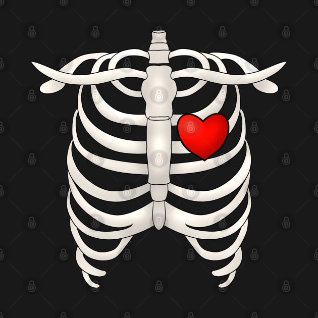 Ribcage With Red Heart by TheQueerPotato