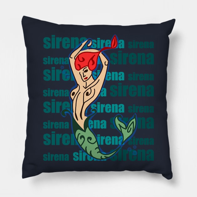 SIREN IN THE SEA Pillow by JRSANTOYOO