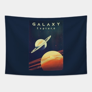 Space Adventure Vintage Travel Poster Tapestry