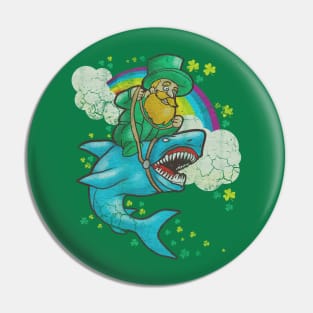 Leprechaun Riding Shark St Patrick's Day Pin