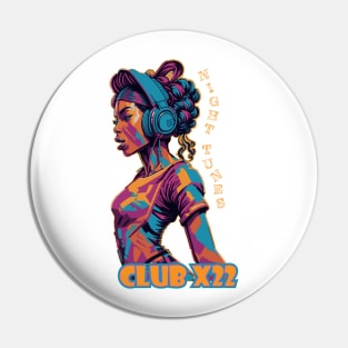 Girl with Headphones Pin