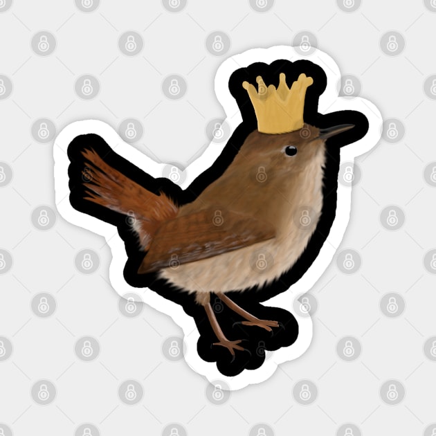 Wren with Crown Bird Watching Birding Ornithologist Gift Magnet by jzbirds