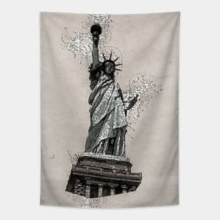 Statue of LIBERTY New York Monument Vintage Black and white Tapestry