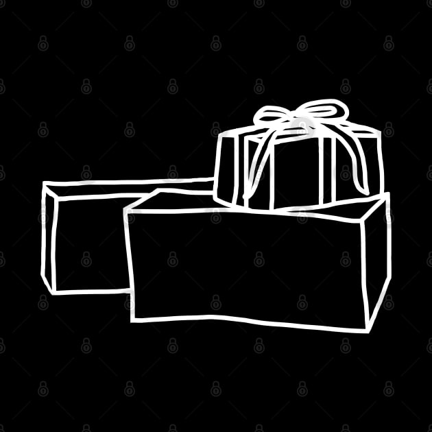 White Line Three Minimal Christmas Gift Boxes by ellenhenryart