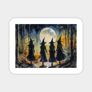 Witches Meet ~ Witchy Coven Full Moon Artwork Magnet