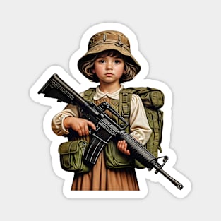 The Little Girl and a Toy Gun Magnet