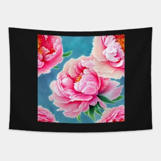 Watercolor peony painting Tapestry