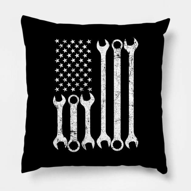 Mechanic USA Flag Pillow by thingsandthings