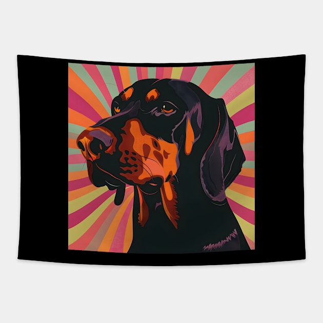 Black and Tan Coonhound in 70's Tapestry by NatashaCuteShop