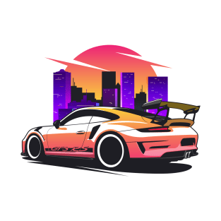 Orange GT3 RS in city skyline T-Shirt