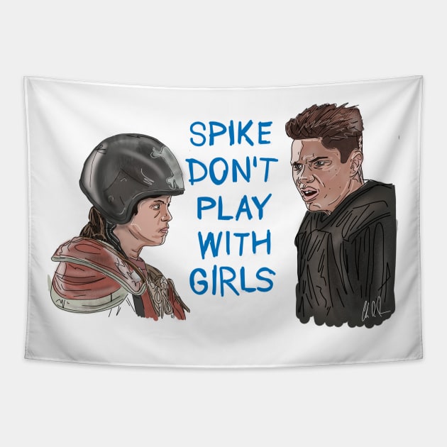 Little Giants: Spike Don't Play With Girls Tapestry by 51Deesigns