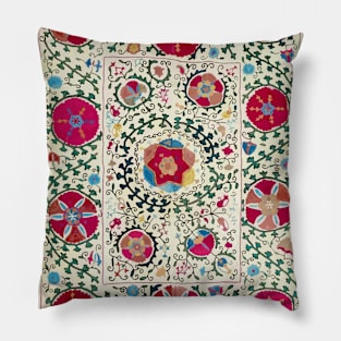 Antique Uzbek Suzani Pattern Pillow