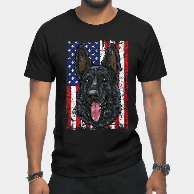 Discover Black German Shepherd T-shirt USA Flag Design - Black German Shepherd - T-Shirt