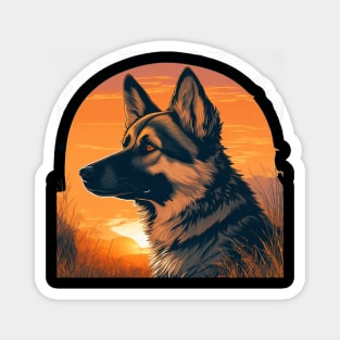 German Shepherd Sunset Magnet