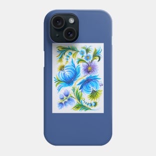 Blue flowers Watercolor Painting Phone Case