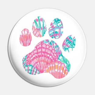 Bright Seashell Paw Print Pin