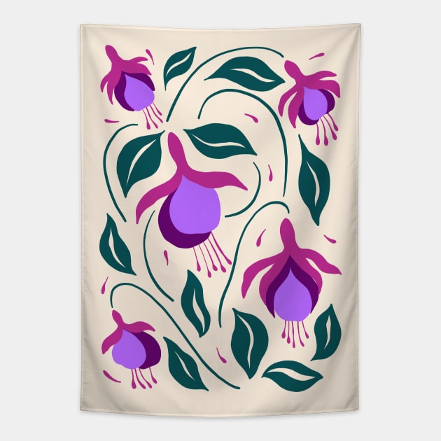 Fuchsia Flowers Tapestry by JunkyDotCom