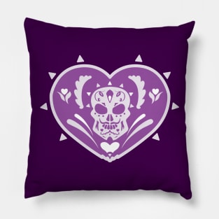 Day Of The Dead Purple Heart Pillow