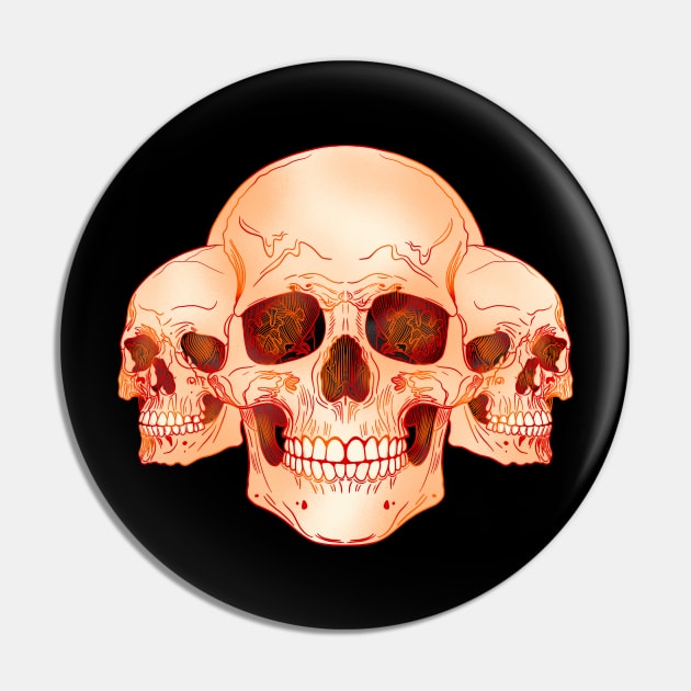 Triple skull Pin by DaveDanchuk