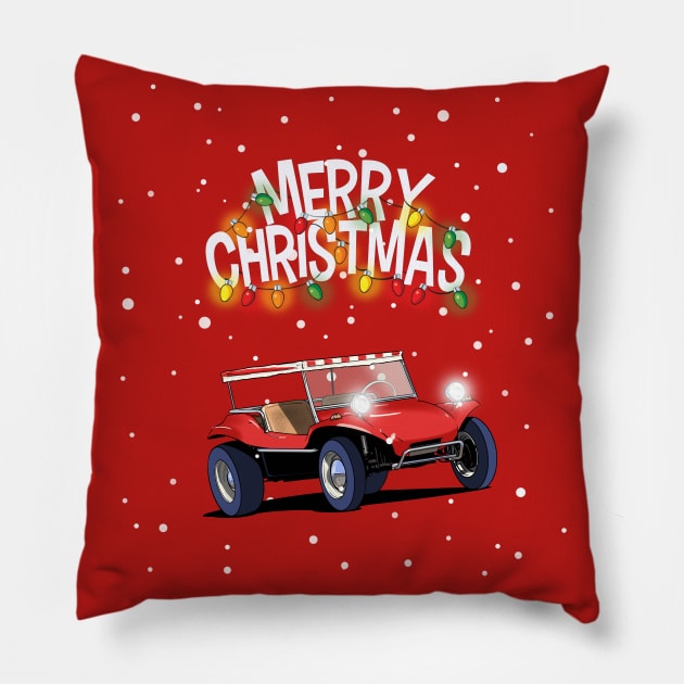 Baja Beach Buggy Christmas Jumper design. Pillow by Webazoot