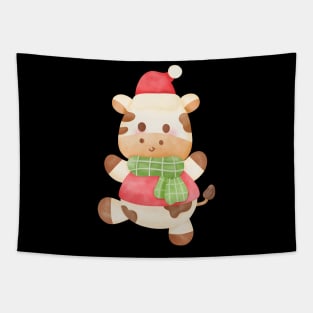 Cow Reindeer Hat Santa Christmas Lights Tapestry