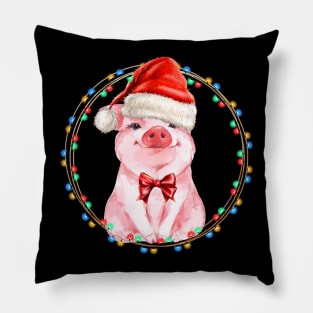 Sweet Pig with Santa Hat Pig Lover Christmas Gift Pillow