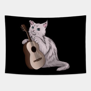 Beautiful cat is playing the guitar Tapestry