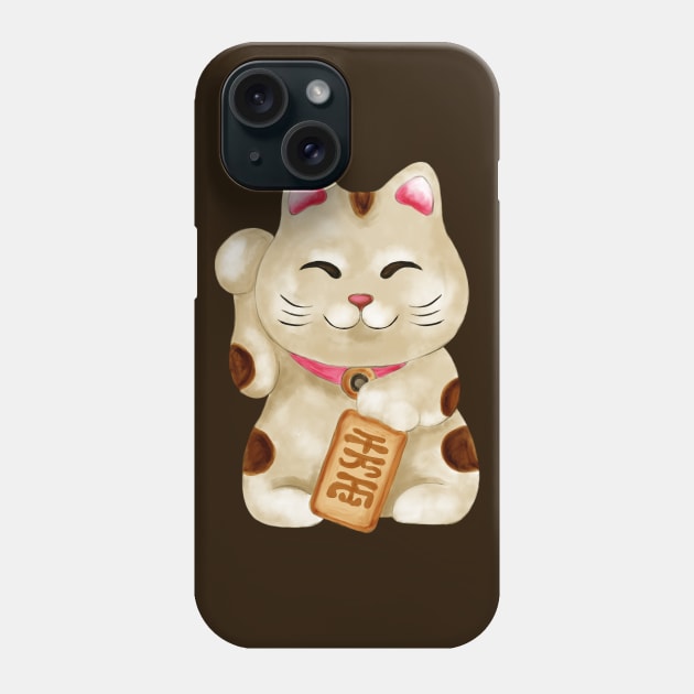 Cute Maneki-neko cat Phone Case by Nartissima