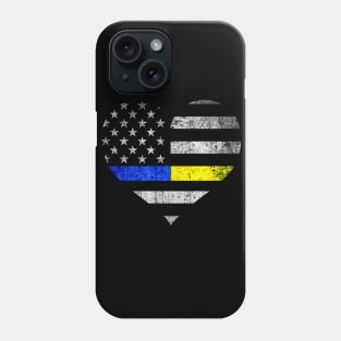 Police Dispatcher Gift - Thin Blue Gold Line Flag Heart Phone Case