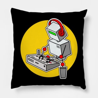 Cute Robot Musician Playing With Drum Machine Pillow