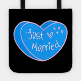 Just Married Blue Heart Tote