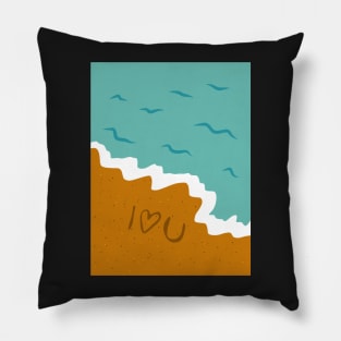 I Love You Beach Writing In The Sand Pillow