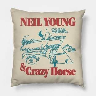 classic 70s vintage neil young & crazy horse fanmade Pillow