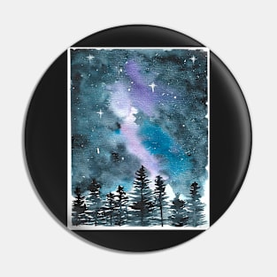 Watercolour Galaxy Forest Pin