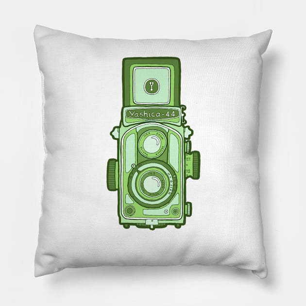 Vintage Camera Green Pillow by evannave