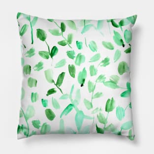 Green watercolor leaves Pillow