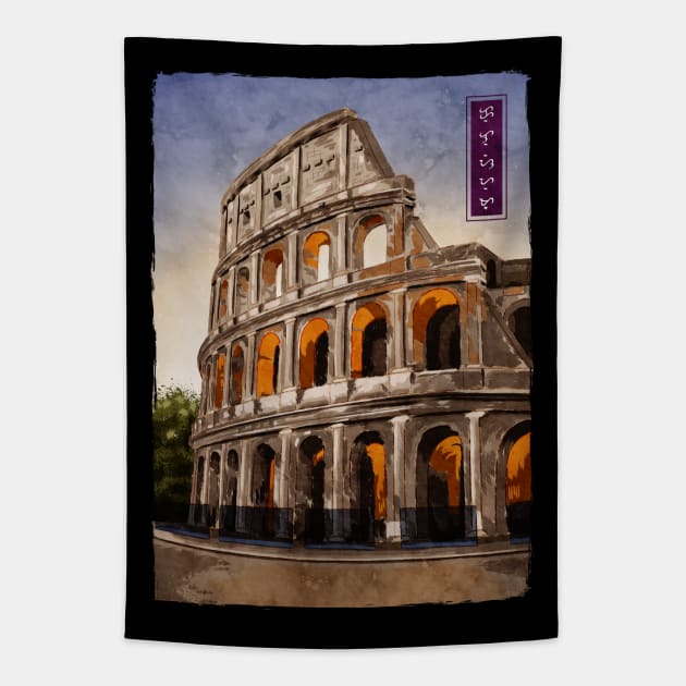 Colosseum - Black Tapestry by Thor Reyes