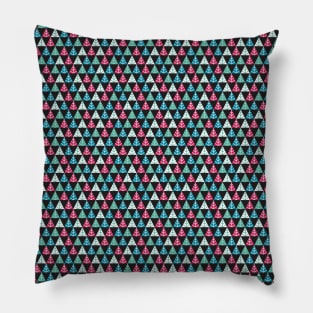 Night Festive Pine Triangle Mosaic Abstract Christmas Pattern Pillow