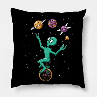 Planet Juggling Alien Pillow