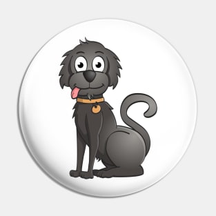 Cartoon style Illustration of a funny black dog. Pin