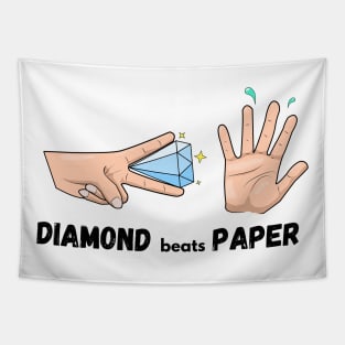 Diamond hand beats Paper hand Colored Tapestry