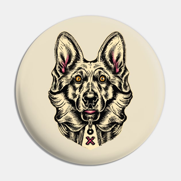 Alsatian Dog Illustration Pin by Furrban