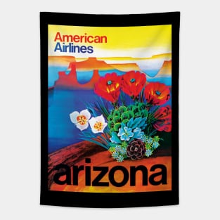 Beautifully Restored Vintage Travel Poster - American Airlines Travel to Arizona Tapestry