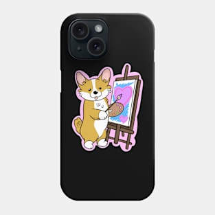 Cute Corgi Painter Phone Case