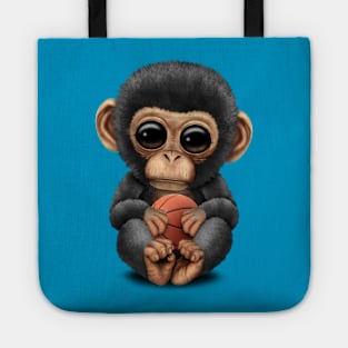 Cute Baby Chimp Playing With Basketball Tote